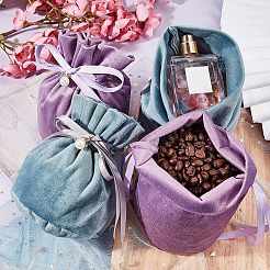 Бархатные сумки для бижутерии с кулиской и пластиковой имитацией жемчуга TP-NB0001-20E