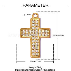 Pendentifs en acier inoxydable 304 avec strass en cristal&nbsp;RB-OY001-30G
