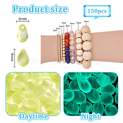 150 шт. светящиеся прозрачные стеклянные подвески-капли&nbsp;GLAA-PH0004-20