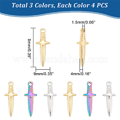 12 шт. 3-цветное ионное покрытие (IP) из нержавеющей стали 304 подвески STAS-UN0045-87