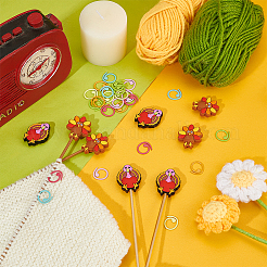 32 шт. 8 стиля пищевые экологически чистые силиконовые бусины с окрашенными в духовке цинковыми сплавами кольца-маркеры для вязания SIL-BC0001-09