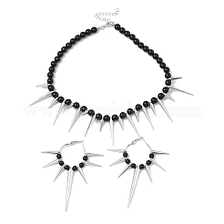 Комплект из колье-чокера с шипами в стиле панк и сережек-колец из сплава&nbsp;SJEW-C008-02P
