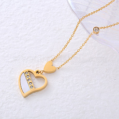 Минималистичные ожерелья из нержавеющей стали с подвеской в виде сердца и кристаллами из горного хрусталя для женщин YJ8059