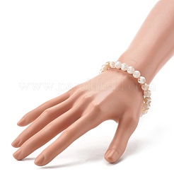 Тибетский стиль черепаха назад узор дзи натуральный тибетский агат стрейч браслет для мужчин и женщин BJEW-JB06716