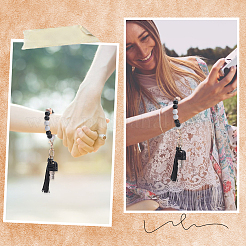 Силиконовый круглый брелок с бусинами на запястье&nbsp;AJEW-WH0258-895C