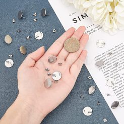 304ステンレススチールスタッドピアス金具とイヤーナット  ピアスバックキャッチ  フラットラウンド  ステンレス鋼色  60個/箱&nbsp;STAS-UN0014-21P
