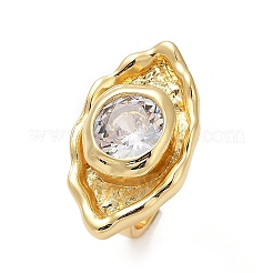 Латунные регулируемые открытые манжеты с кубическим цирконием для женщин&nbsp;RJEW-R032-01G