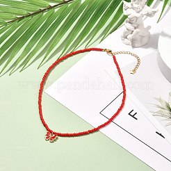女の子の女性のための蝶の合金エナメルチャームネックレス  ガラスシードビーズネックレス  ゴールドカラー  ミックスカラー  13.86インチ（35.2cm）&nbsp;NJEW-JN03690