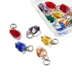 16 шт. 8-х цветные граненые прозрачные стеклянные подвески&nbsp;GLAA-FP0001-14