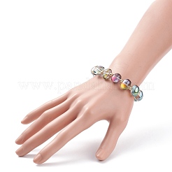 女性用ガラス オーバル ビーズ ストレッチ ブレスレット  ミックスカラー  内径：2-1/8インチ（5.3cm）&nbsp;BJEW-JB08274