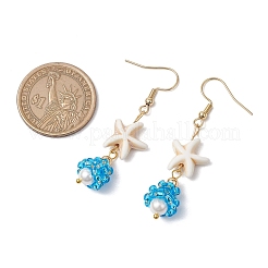 Серьги-подвески из ракушечного стекла EJEW-MZ00424-04