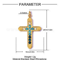 Pendentifs en acier inoxydable 304 ornés de strass saphir clair&nbsp;RB-OY001-28G