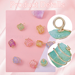 10 шт. 5-цветные подвески из натурального кварца с гальваническим покрытием и медной проволокой&nbsp;PALLOY-CA00020