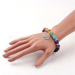 Драгоценный камень бисера браслеты шарма BJEW-JB02600-03