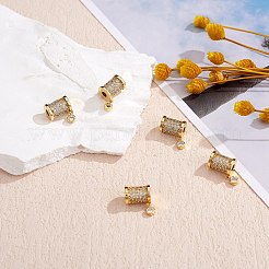 5 個ラック メッキ真鍮マイクロ パヴェ キュービックジルコニア ビーズ  コラム＆フラットラウンド  18KGP本金メッキ  13x10x7mm  穴：3mm&nbsp;KK-SZ0006-18
