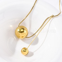 Ожерелья из нержавеющей стали 304 с круглым кулоном в виде змеиной цепи NJEW-U028-03G