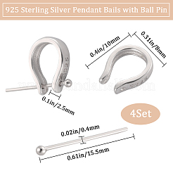 Антикоррозийные 4 шт. 925 подвески-капли из стерлингового серебра с шарообразными головками STER-BBC0001-92
