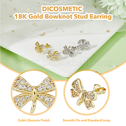 Фурнитура для сережек из латуни и циркония с покрытием стойки&nbsp;KK-DC0004-24