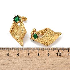 Серьги-гвоздики из нержавеющей стали 304 с огранкой «конч»&nbsp;EJEW-M105-04G