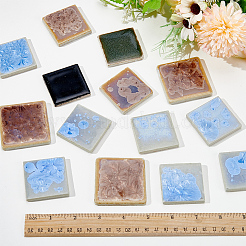 500g 正方形磁器カボションモザイクピースセット  芸術diyの工芸品のためのモザイクタイル  ミックスカラー  44~54x44~54x6.5mm&nbsp;PORC-SP0001-26