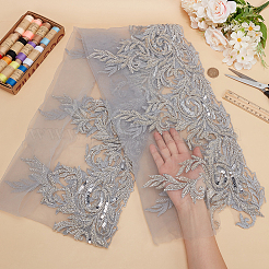 2 ярд полиэстеровой кружевной отделки с цветочной вышивкой&nbsp;DIY-WH0661-27A