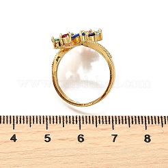 Латунные микро проложить манжеты кольца кубического циркония&nbsp;RJEW-D308-03G-A