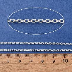 304ステンレススチールアズキチェーン  ハンダ付け  スプールで  銀  2.5x2x0.4mm&nbsp;SA-CBA4160-06A-S