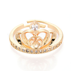 Корона латунная микропаве прозрачный кубический цирконий регулируемые настройки кольца KK-T076-29G