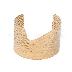 Ионное покрытие (ip) 304 нержавеющая сталь текстурированные широкие открытые браслеты-манжеты для женщин BJEW-S155-05G