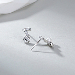 Элегантные японские серебряные серьги с культивированным жемчугом и цирконами в форме музыкальной ноты ES8600