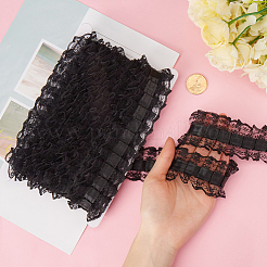 10 ярд полиэстеровой плиссированной цветочной кружевной отделки OCOR-GF0003-88B