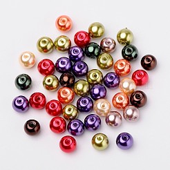秋ミックスパールカラーのガラスパールビーズ  ミックスカラー  8mm  穴：1mm  約100個/袋&nbsp;HY-X006-8mm-06