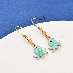 Серьги-подвески из нержавеющей стали 304 серии Ocean&nbsp;LS-EJEW-K017-01D-G