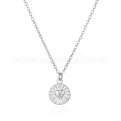 Нержавеющая сталь плоская круглая с кулоном в форме сердца ожерелья для женщин повседневные повседневные украшения&nbsp;EU8880-1