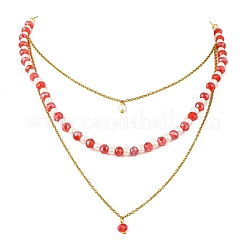 Unterlegscheibe 304 Edelstahl & Glasperlen-Halskette und Ohrring-Set für Damen&nbsp;SJEW-JS01384