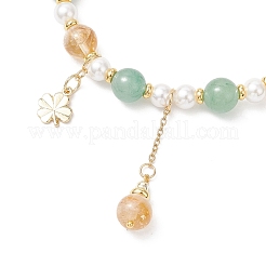 Браслеты с подвесками из латуни с клевером BJEW-JB12862