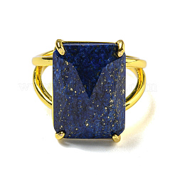 Прямоугольные открытые кольца-манжеты из натуральных драгоценных камней RJEW-C087-05G