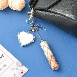 Bolsa de lápiz labial portátil de acero inoxidable con adornos colgantes&nbsp;HJEW-FS00108