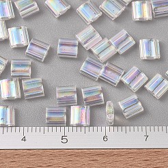 MIYUKIティラビーズ  日本製シードビーズ  2穴  （tl250)クリスタルab  5x5x1.9mm  穴：0.8mm  約590個/50g&nbsp;SEED-X0054-TL250