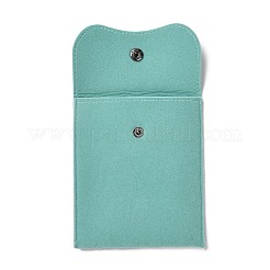 ベルベットのジュエリー収納ポーチ  スナップボタン付きの長方形のジュエリーバッグ  ピアス用  リング収納  ターコイズ  11.7~11.75x9.8~9.85cm&nbsp;TP-B002-04B