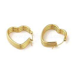 女性用304ステンレスフープピアス  トリプルハート  ゴールドカラー  25.5x6mm&nbsp;EJEW-B054-19G-01