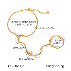 Bracelet en acier inoxydable 304 serti de zirconiums cubiques transparents en forme de cœur&nbsp;WGBEB4D-01