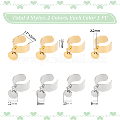 8 шт. набор из 4 колец-манжет из нержавеющей стали 304 RJEW-AB00010