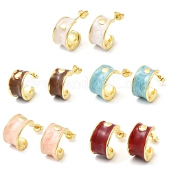 С-образные серьги-гвоздики из латуни с эмалью&nbsp;EJEW-P333-07G