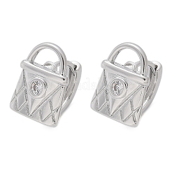 Boucles d'oreilles créoles en laiton et verre&nbsp;EJEW-Q014-12P