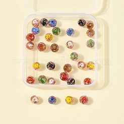 32шт 7 цвета ручной работы золотой песок бусины лэмпворк LAMP-FS0001-30