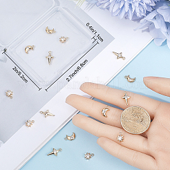 18шт 3 стиля латунные микропаве кубические циркониевые подвески KK-BBC0011-54