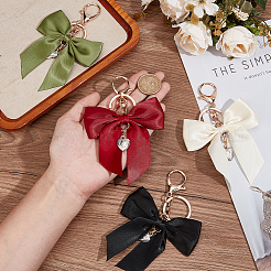 4 шт. 4-х цветные полиэстеровые подвесные украшения в виде банта HJEW-BBC0001-09