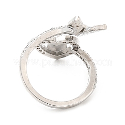 Прозрачное кубическое циркониевое сердце Девы Марии с открытым манжетным кольцом в виде бабочки RJEW-E064-05P