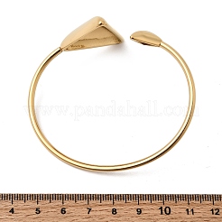 304ステンレススチール製カフバングル  女性用ターミナルバングル  三角形  イオンプレーティング（ip）  長持ちメッキ  ゴールドカラー  内径：2.09x2.52インチ（5.3x6.4cm）&nbsp;BJEW-Z166-04G